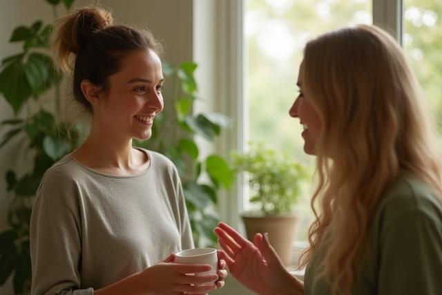 A wellness coach guiding a client through lifestyle choices in a bright, modern setting.